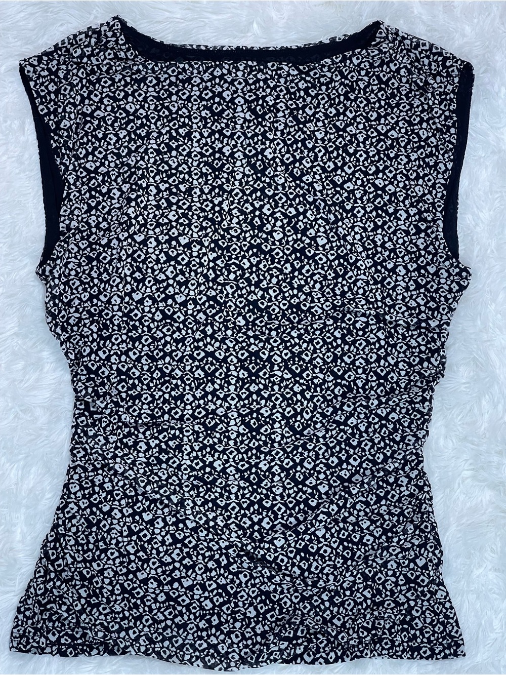 INC International Concepts Women’s Printed Mesh Tank Top Black and White size M